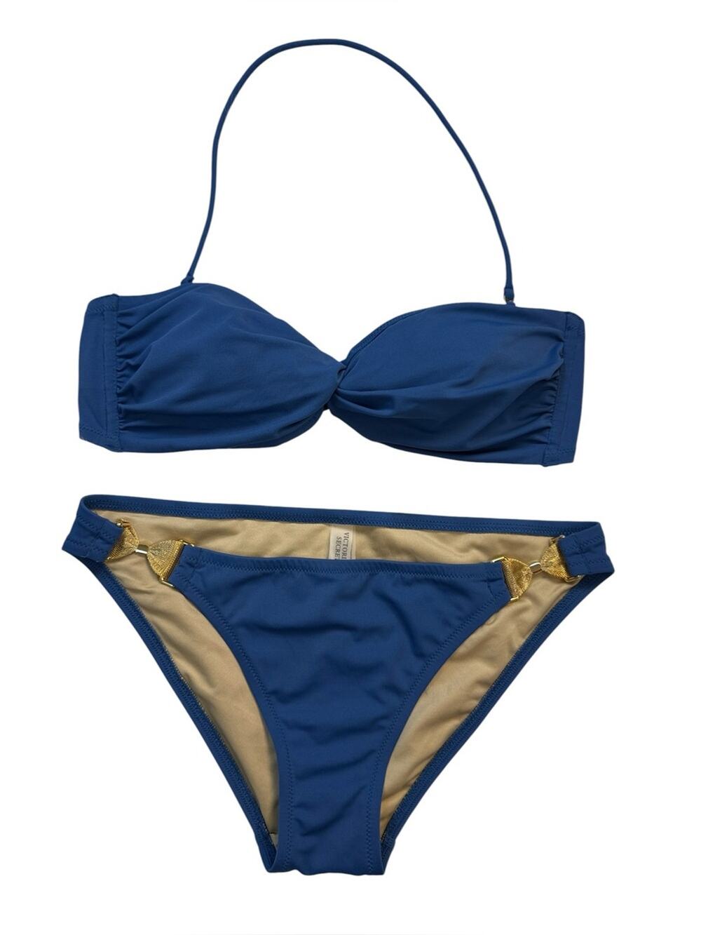 Victoria Secret's Blue Two-Piece Bikini with Gold Accent size Medium